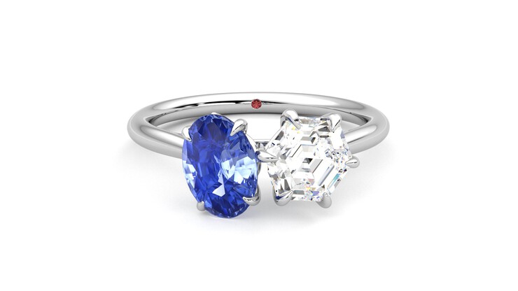 Taylor & Hart Turelle Hexagonal Engagement Ring 360 degree image 1