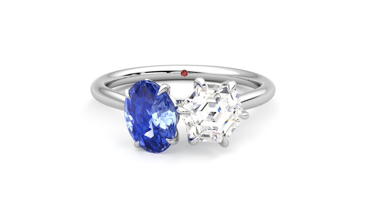 Taylor & Hart Turelle Hexagonal Engagement Ring 360 degree image 29