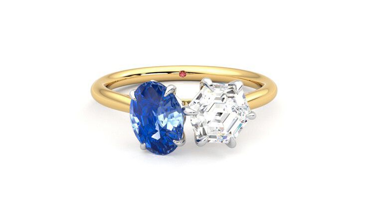 Taylor & Hart Turelle Hexagonal Engagement Ring 360 degree image 1