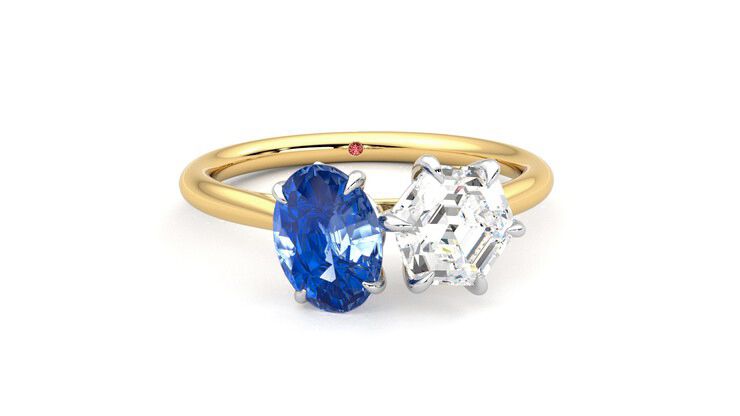 Taylor & Hart Turelle Hexagonal Engagement Ring 360 degree image 2