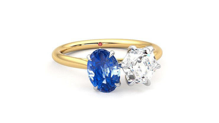 Taylor & Hart Turelle Hexagonal Engagement Ring 360 degree image 3