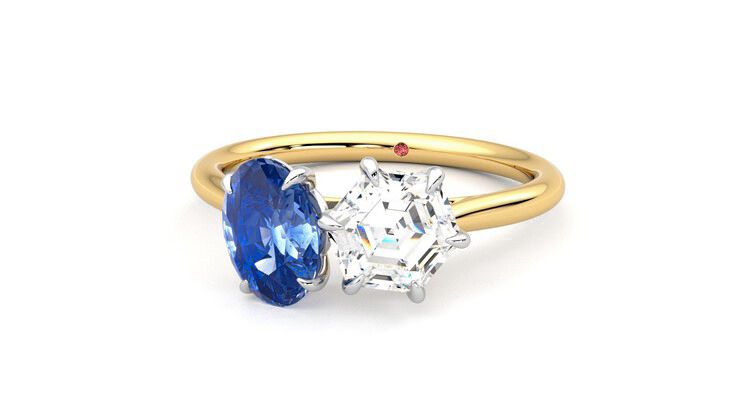 Taylor & Hart Turelle Hexagonal Engagement Ring 360 degree image 27