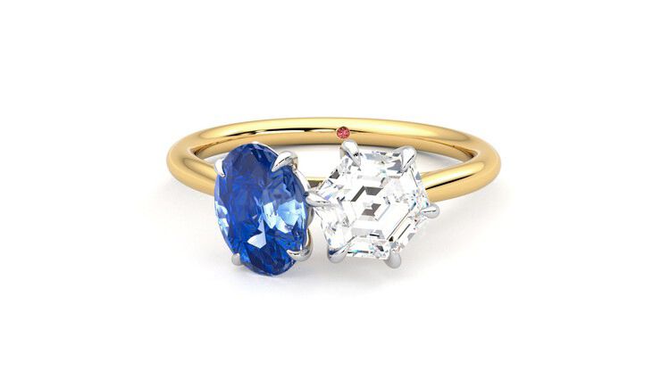 Taylor & Hart Turelle Hexagonal Engagement Ring 360 degree image 28