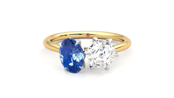 Taylor & Hart Turelle Hexagonal Engagement Ring 360 degree image 29