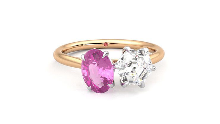 Taylor & Hart Turelle Hexagonal Engagement Ring 360 degree image 2