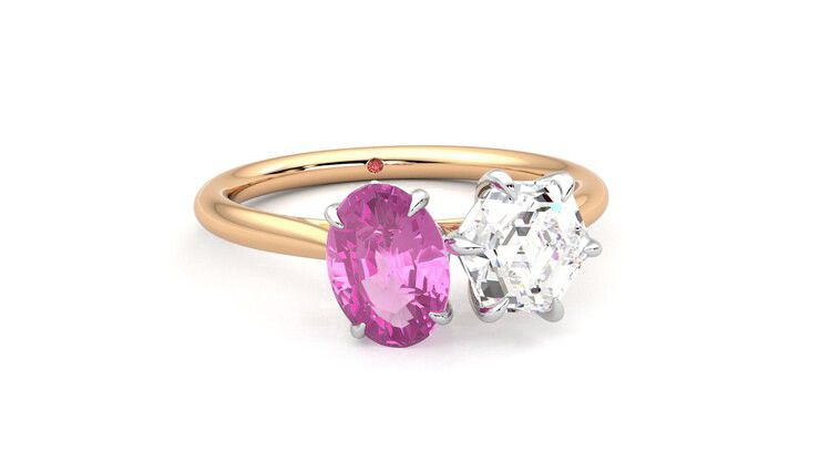 Taylor & Hart Turelle Hexagonal Engagement Ring 360 degree image 3