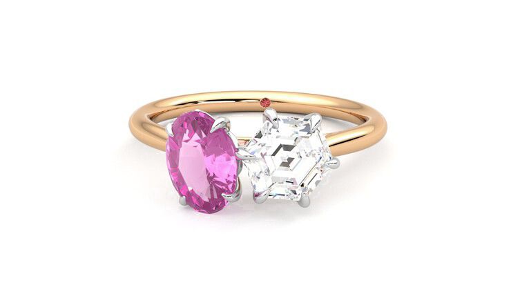Taylor & Hart Turelle Hexagonal Engagement Ring 360 degree image 28