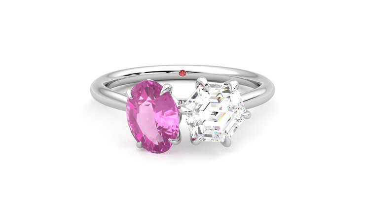 Taylor & Hart Turelle Hexagonal Engagement Ring 360 degree image 0