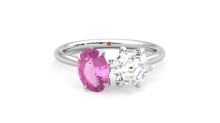 Taylor & Hart Turelle Hexagonal Engagement Ring 360 degree image 1