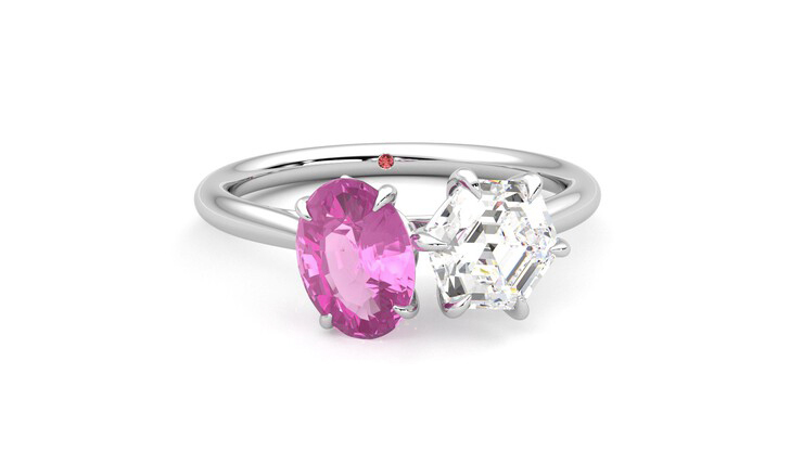 Taylor & Hart Turelle Hexagonal Engagement Ring 360 degree image 2