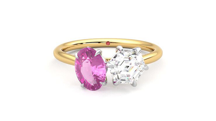 Taylor & Hart Turelle Hexagonal Engagement Ring 360 degree image 0