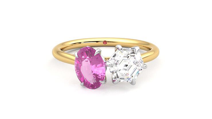 Taylor & Hart Turelle Hexagonal Engagement Ring 360 degree image 1