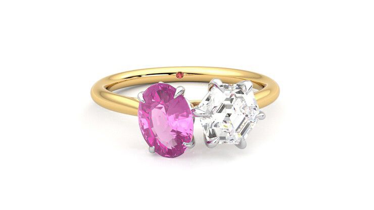 Taylor & Hart Turelle Hexagonal Engagement Ring 360 degree image 2
