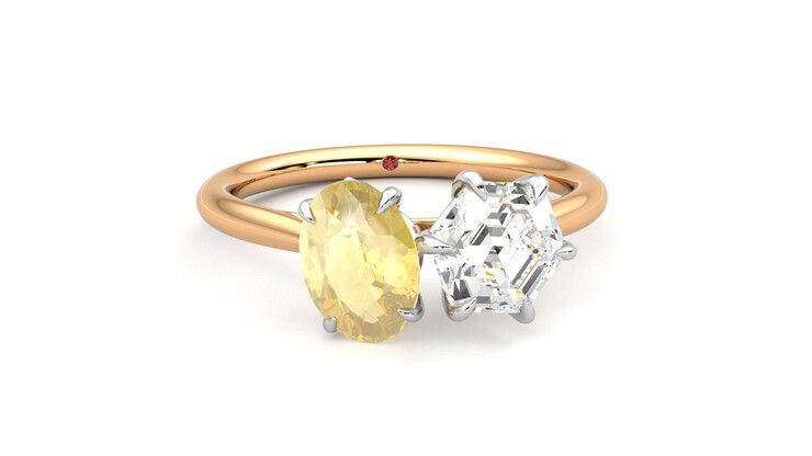 Taylor & Hart Turelle Hexagonal Engagement Ring 360 degree image 2