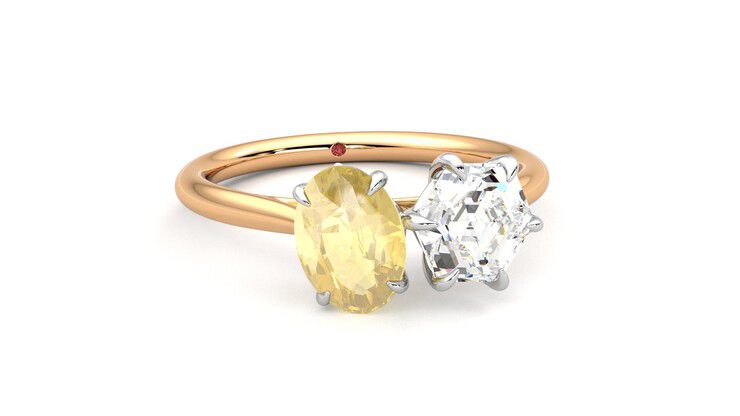 Taylor & Hart Turelle Hexagonal Engagement Ring 360 degree image 3