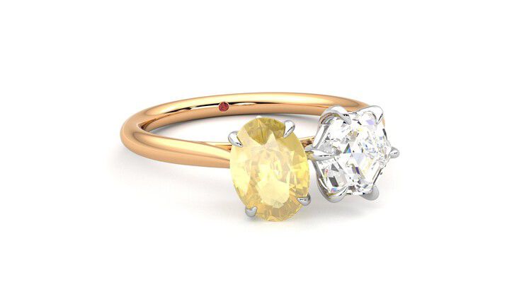 Taylor & Hart Turelle Hexagonal Engagement Ring 360 degree image 4