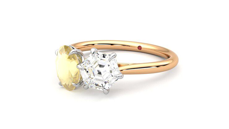 Taylor & Hart Turelle Hexagonal Engagement Ring 360 degree image 25