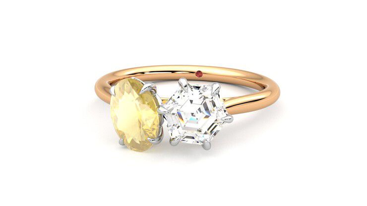 Taylor & Hart Turelle Hexagonal Engagement Ring 360 degree image 27