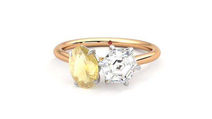 Taylor & Hart Turelle Hexagonal Engagement Ring 360 degree image 28