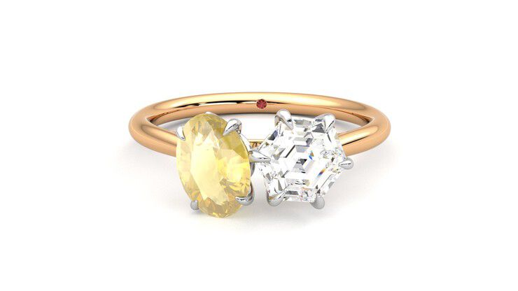 Taylor & Hart Turelle Hexagonal Engagement Ring 360 degree image 29