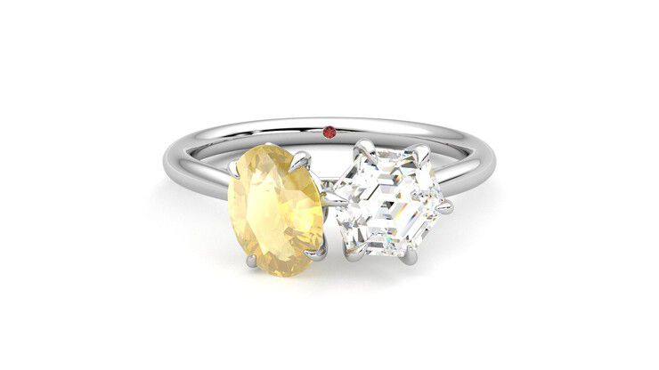 Taylor & Hart Turelle Hexagonal Engagement Ring 360 degree image 0