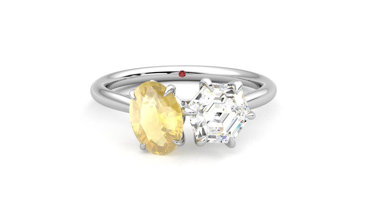 Taylor & Hart Turelle Hexagonal Engagement Ring 360 degree image 1