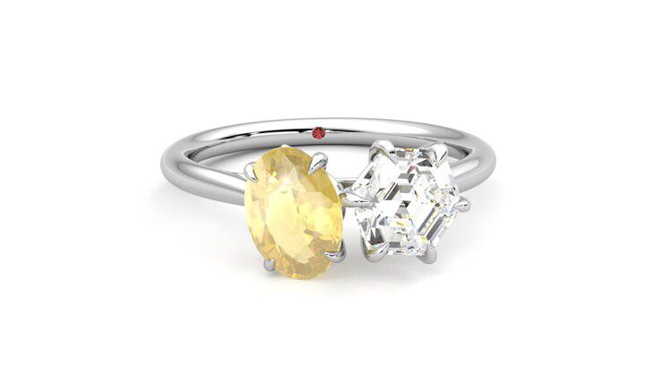 Taylor & Hart Turelle Hexagonal Engagement Ring 360 degree image 2