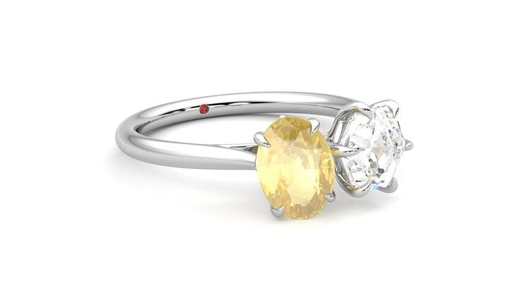 Taylor & Hart Turelle Hexagonal Engagement Ring 360 degree image 5