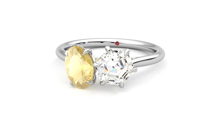 Taylor & Hart Turelle Hexagonal Engagement Ring 360 degree image 27