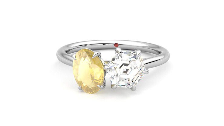 Taylor & Hart Turelle Hexagonal Engagement Ring 360 degree image 28