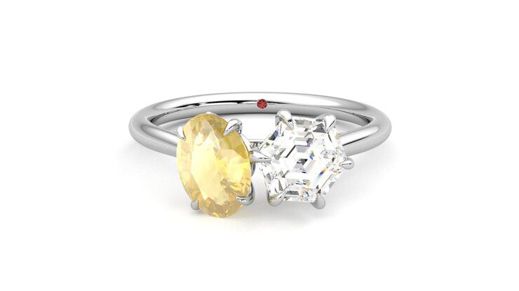 Taylor & Hart Turelle Hexagonal Engagement Ring 360 degree image 29