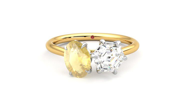Taylor & Hart Turelle Hexagonal Engagement Ring 360 degree image 0