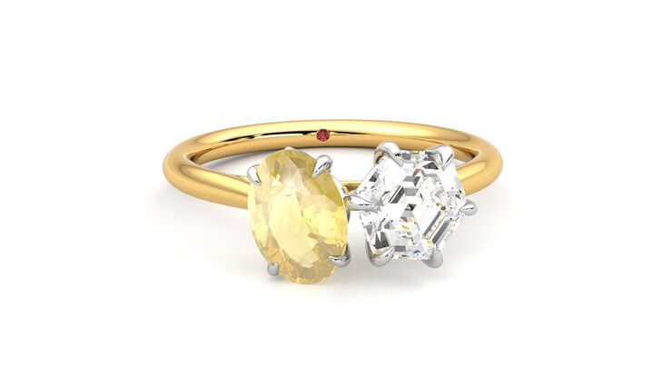Taylor & Hart Turelle Hexagonal Engagement Ring 360 degree image 2