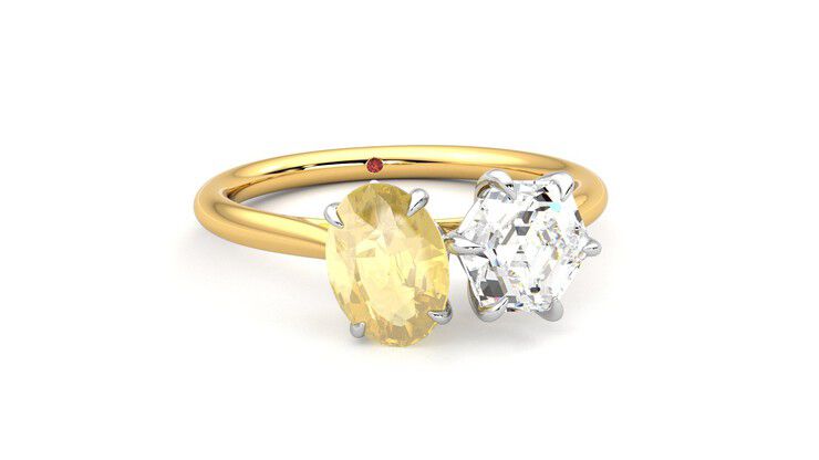 Taylor & Hart Turelle Hexagonal Engagement Ring 360 degree image 3