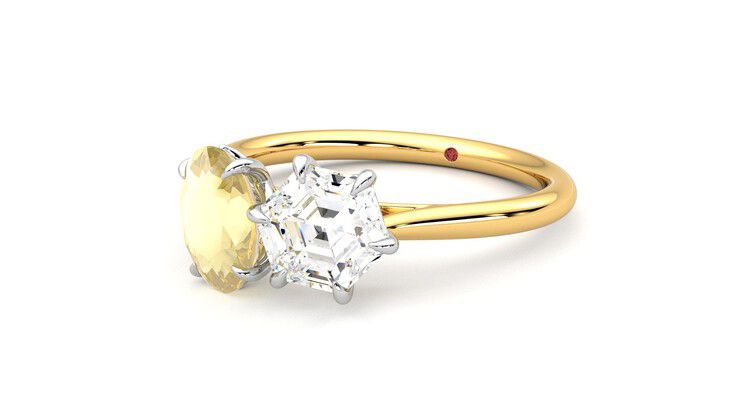 Taylor & Hart Turelle Hexagonal Engagement Ring 360 degree image 25