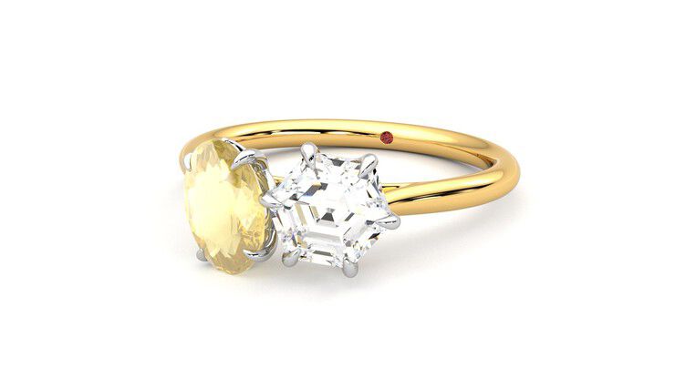 Taylor & Hart Turelle Hexagonal Engagement Ring 360 degree image 26