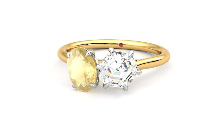 Taylor & Hart Turelle Hexagonal Engagement Ring 360 degree image 27
