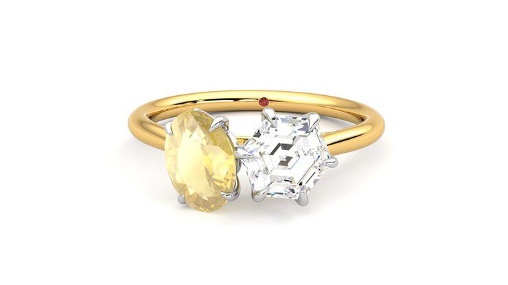 Taylor & Hart Turelle Hexagonal Engagement Ring 360 degree image 28