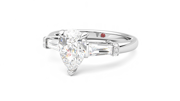 2.08ct Natural Pear Shape Diamond Ring with 0.35ct Baguettes Diamonds –  Cashing Diamonds