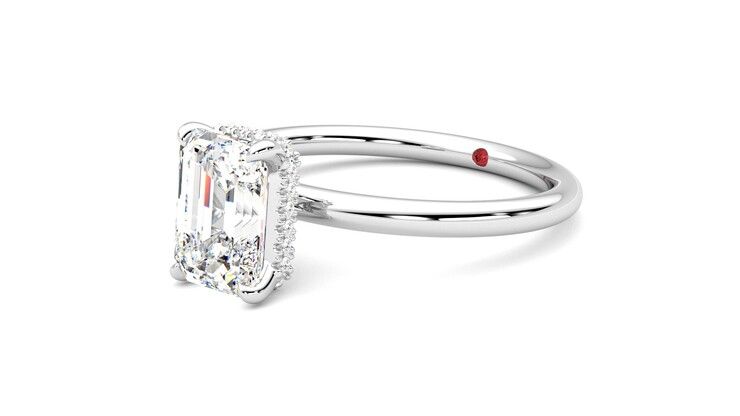 Taylor & Hart Whisper Emerald Engagement Ring 360 degree image 24