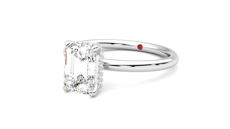 Taylor & Hart Whisper Emerald Engagement Ring 360 degree image 25