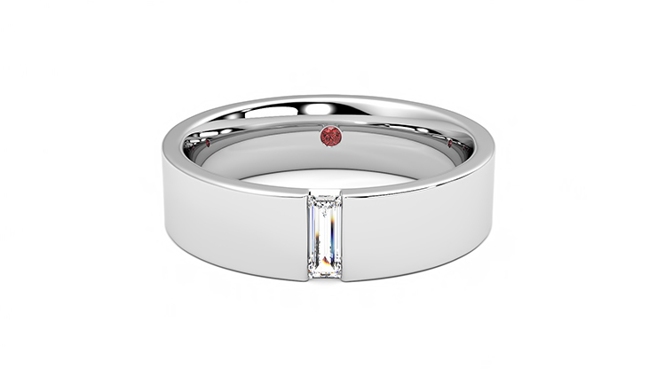 Mens wedding band deals diamond inside