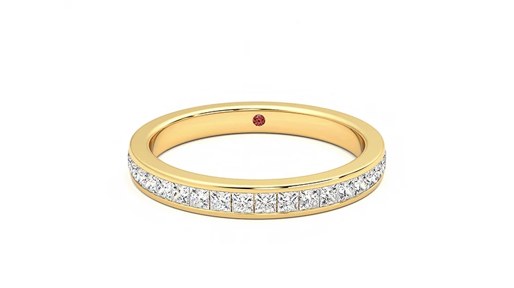 Half Eternity Band in 18k Yellow Gold with White Diamonds - EC
