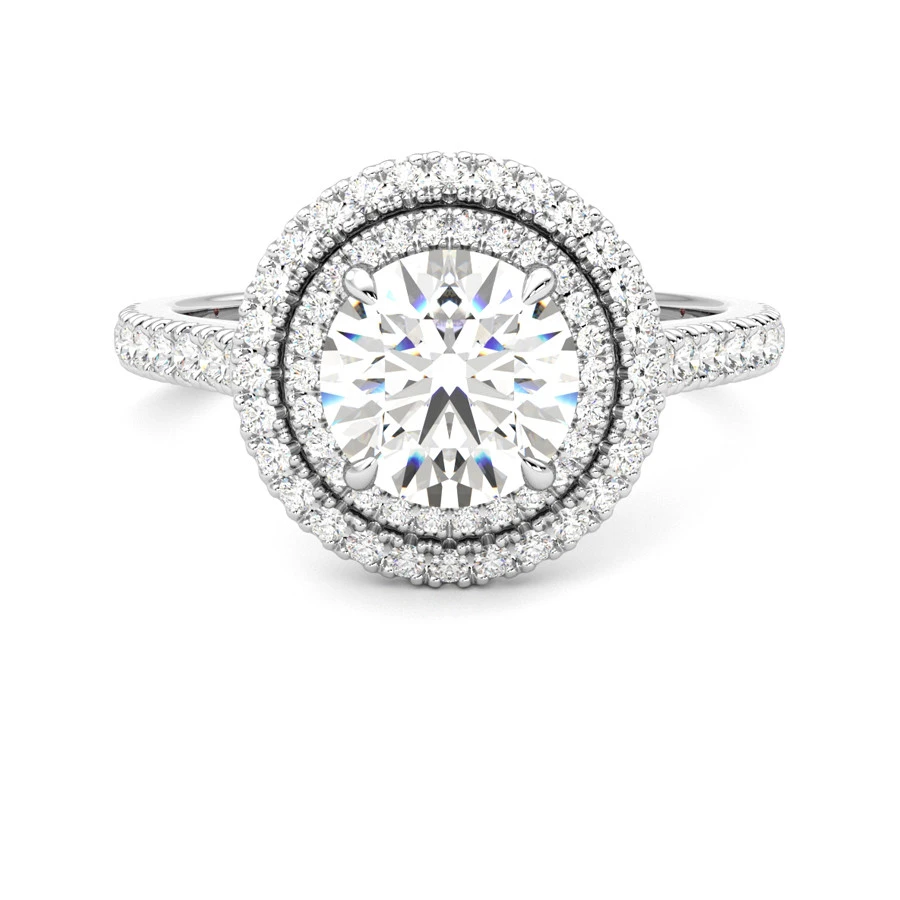 Art Deco Platinum Two-Row Diamond Fishtail Ring