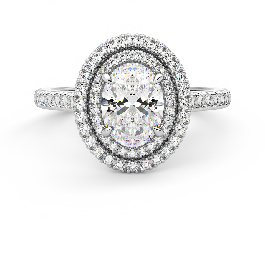 floating halo oval engagement ring