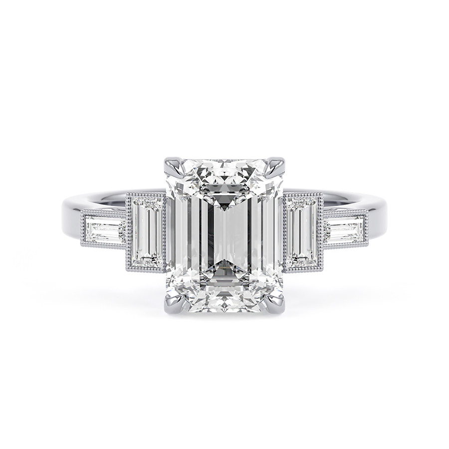 Emerald Cut Baguette Diamond Accent Ring | lupon.gov.ph