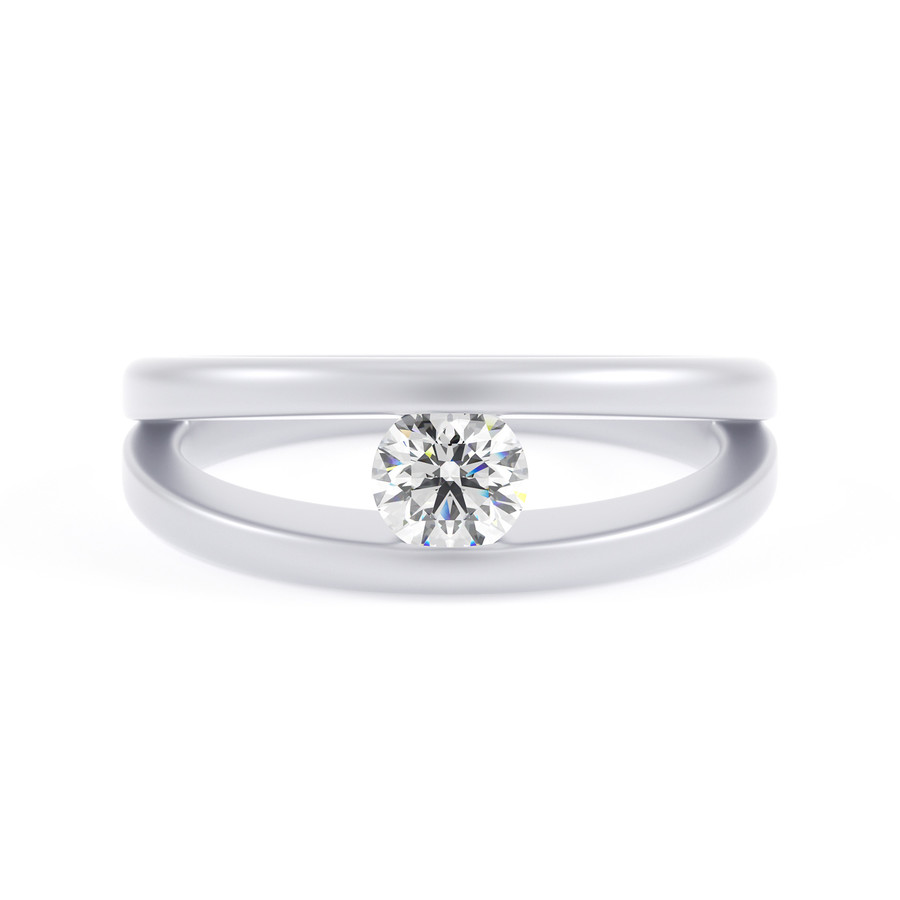 Modern round diamond solitaire ring