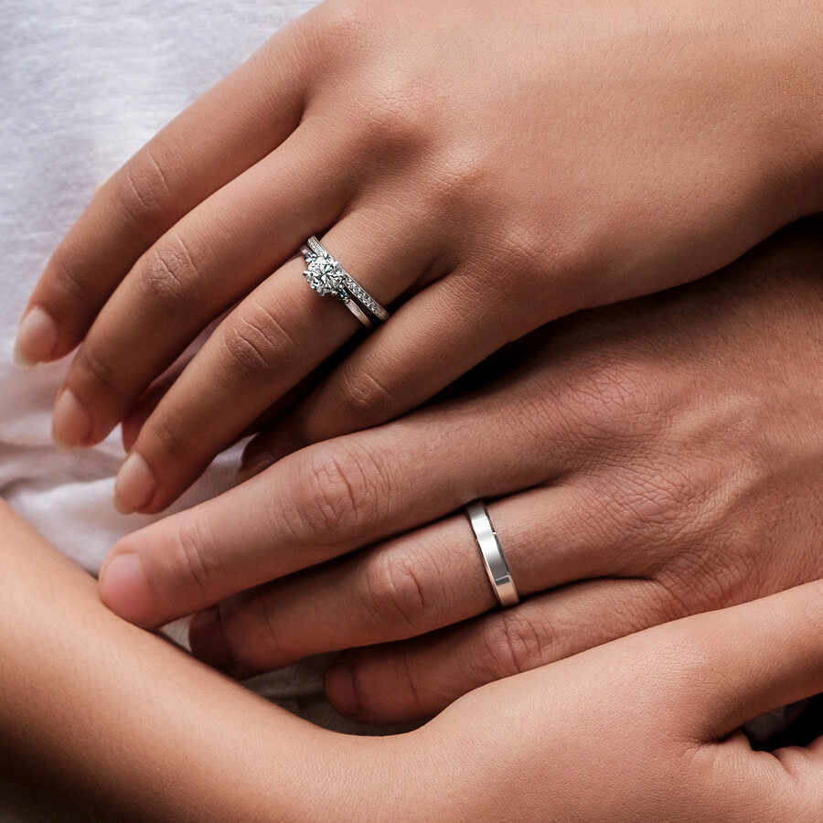 platinum ring on finger